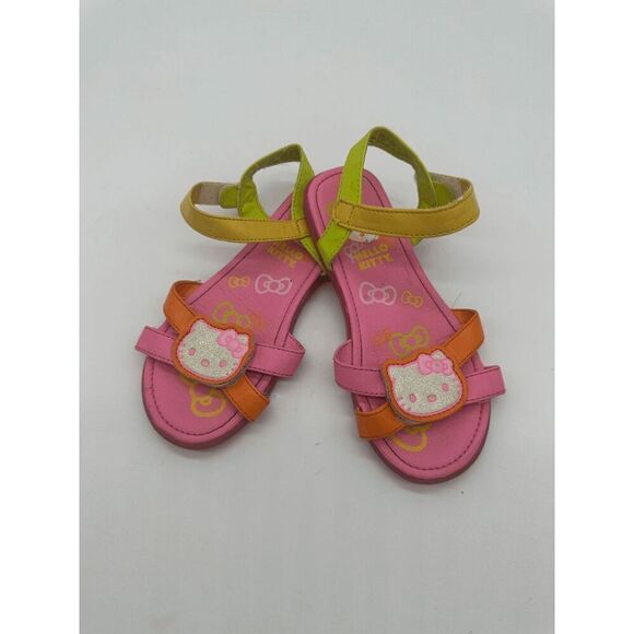 Hello Kitty Kids Sandals For Girls with Straps Hook & Loop Sz 12 Neon Multicolor - Picture 5 of 8